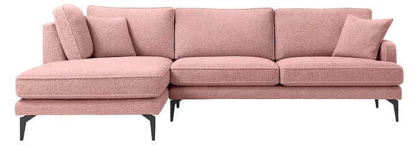 Colțar Fix AZURRO, 280x90/180x85 cm, Stanga / Roz-Mystery