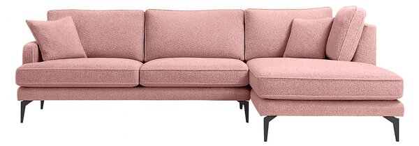Colțar Fix AZURRO, 280x90/180x85 cm, Dreapta / Roz-Mystery
