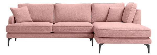 Colțar Fix AZURRO, 280x90/180x85 cm, Dreapta / Roz-Mystery