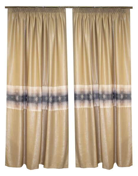 Set draperii Velaria soft crem cu imprimeu baroc, 2x160x250 cm
