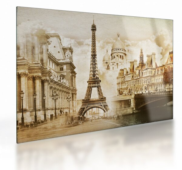 Tablou pe sticlă - Monumente din Paris (70x50 cm)