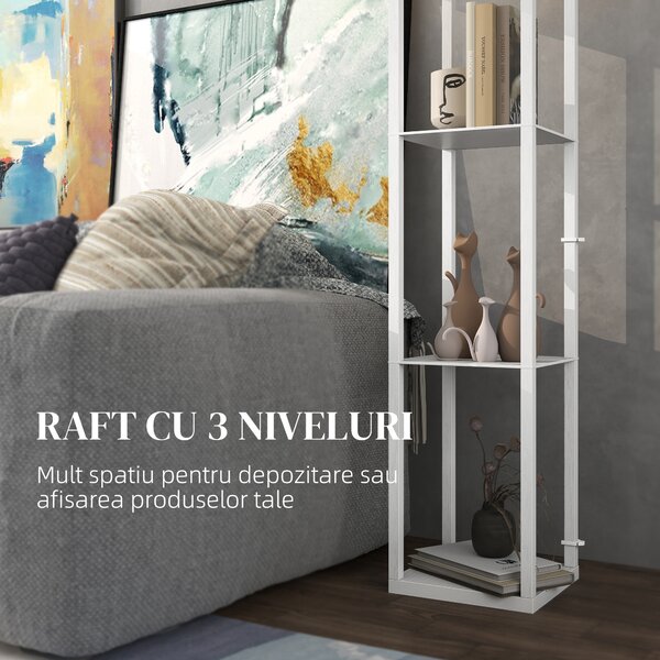 Homcom Lampa Pom 160 cm – Negru cu Rafturi pe 3 Niveluri | Aosom Romania