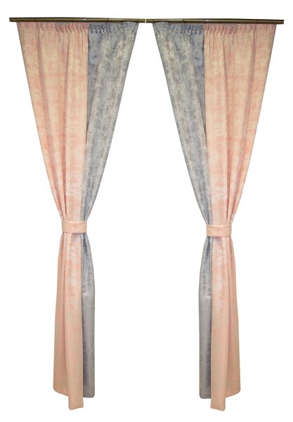 Set draperii Velaria asos gri cu roz, 2x120x235 cm