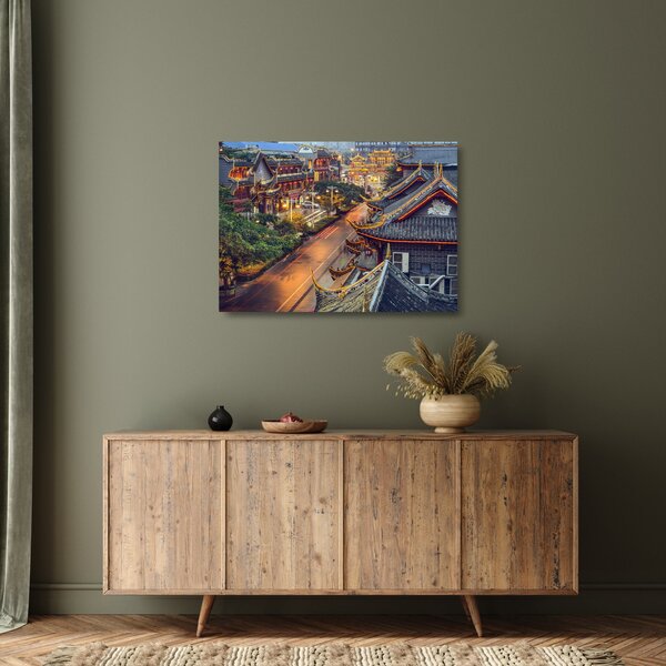Tablou pe sticlă - Qintai Road, Chengdu, China (70x50 cm)