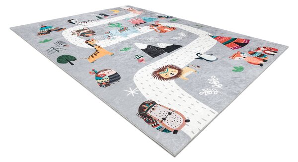 BAMBINO 2160 covor lavabil Sat indian, animale pentru copii anti-alunecare gri - SECUNDAR-COTATI PRODUSUL