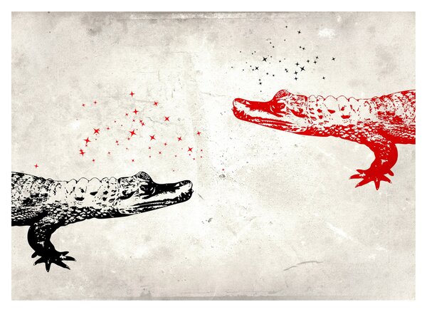 Tablou pe sticlă - Crocodili (70x50 cm)
