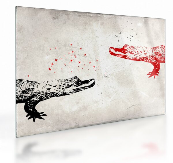Tablou pe sticlă - Crocodili (70x50 cm)