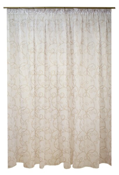 Perdea Velaria in alb lucios cu imprimeu bej, 380x245 cm