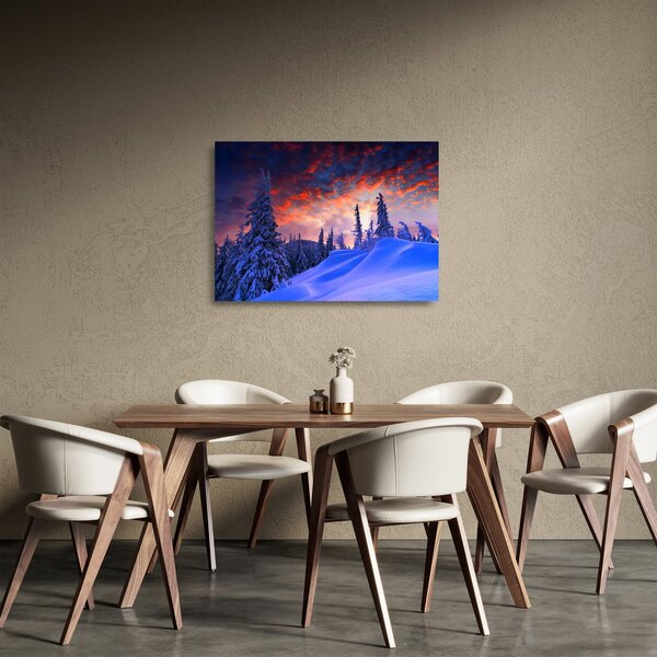 Tablou pe sticlă - Amurg dev iarnă (70x50 cm)