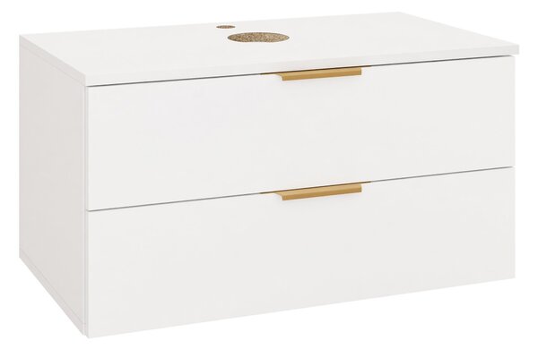Cabinet atârnat pentru baie Comfivo Unitas, Alb, Auriu, PAL laminat, 40x81x46cm, 24 kg