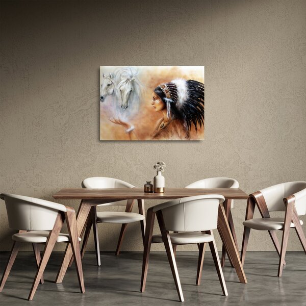 Tablou pe sticlă - Farmecele indienilor (70x50 cm)