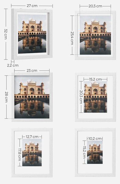 Set 3 rame foto Songmics Alb 32x27x2.2 cm
