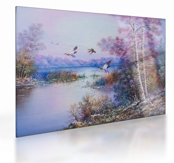 Tablou pe sticlă - Sosirea toamnei, pictură în ulei (70x50 cm)
