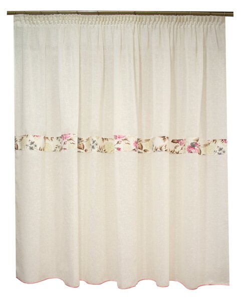 Perdea Velaria de bucatarie cu flori roz, 310x150 cm