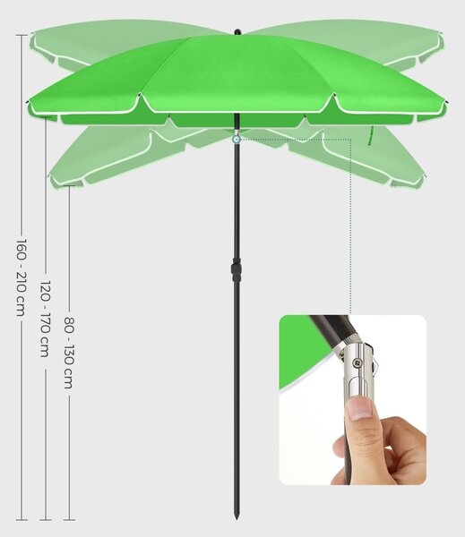 Umbrela de plaja Songmics Verde 160x160x206 cm