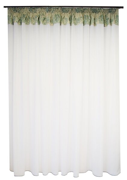 Perdea Velaria in alb cu baroc menta, 300x200 cm