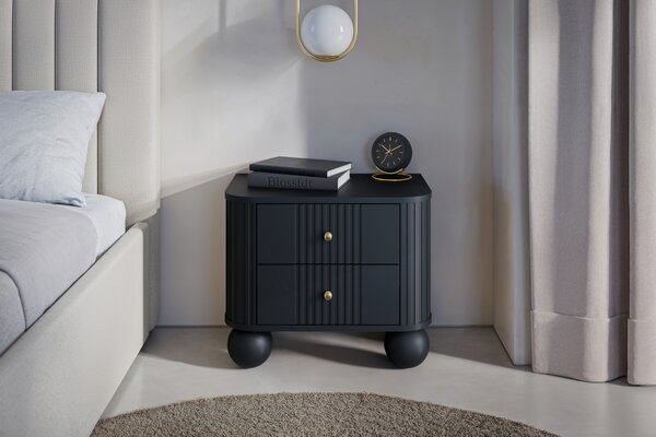 Set noptiere Vesper 56 cm - negru / mânere aurii picioare rotunde