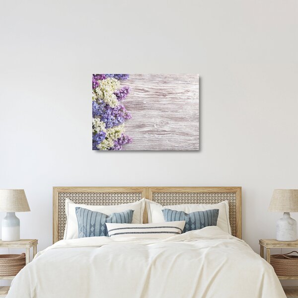 Tablou pe sticlă - Liliac pe lemn (70x50 cm)