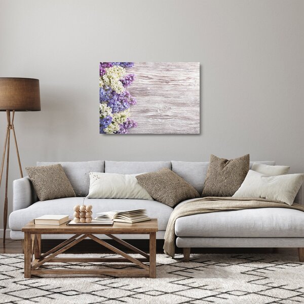 Tablou pe sticlă - Liliac pe lemn (70x50 cm)