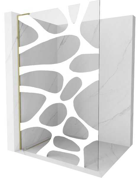 Mexen Kioto L, Paravan de duș Walk-In 80 x 200 cm, 8 mm model alb din sticlă transparentă, profil auriu strălucitor, 800-080-103-50-97