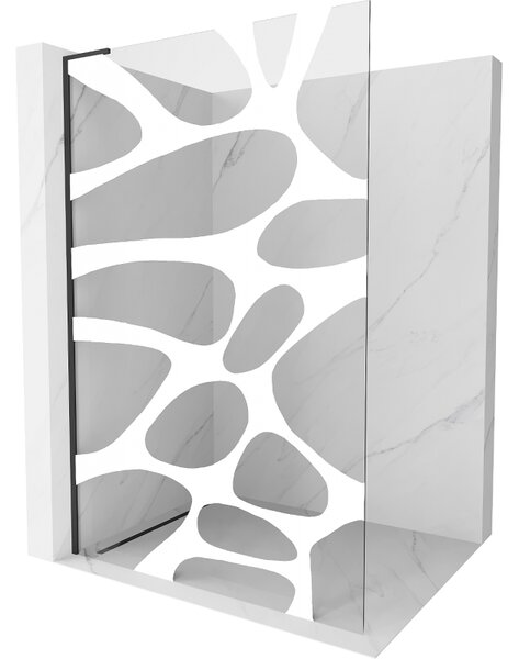 Mexen Kioto L, paravan de dus walk-in 80 x 200 cm, 8 mm sticla transparenta model alb, profil negru, 800-080-103-70-97
