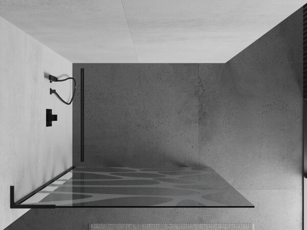 Mexen Kioto L, paravan de dus walk-in 80 x 200 cm, 8 mm sticla transparenta model alb, profil negru, 800-080-103-70-97