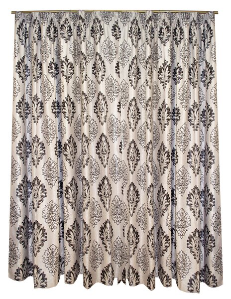 Set draperii Velaria argintii cu model baroc, 2x230x250 cm