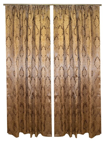 Set draperii Velaria maro cu model baroc, 2x200x250 cm
