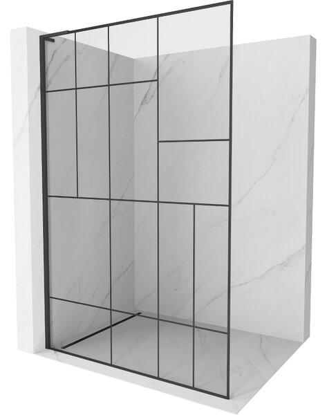 Mexen Kioto L, paravan de dus walk-in 80 x 200 cm, sticla transparenta 8 mm model negru, profil negru, 800-080-103-70-78