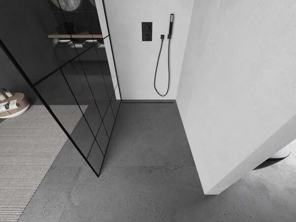 Mexen Kioto L, paravan de dus walk-in 80 x 200 cm, sticla transparenta 8 mm model negru, profil negru, 800-080-103-70-78