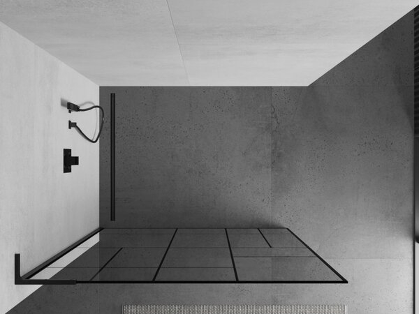 Mexen Kioto L, paravan de dus walk-in 80 x 200 cm, sticla transparenta 8 mm model negru, profil negru, 800-080-103-70-78