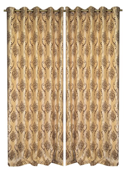 Set draperii Velaria maro cu trandafiri, 2x150x270 cm