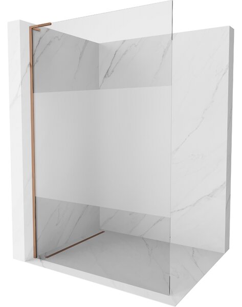 Mexen Kioto L, Paravan de duș Walk-In 70 x 200 cm, 8 mm sticlă transparentă-ger, profil auriu roz, 800-070-103-60-35
