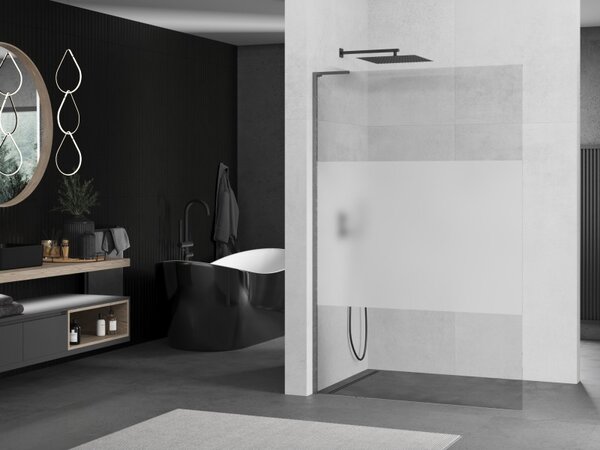 Mexen Kioto L, paravan de duș walk-in 70 x 200 cm, sticlă mată transparentă de 8 mm, profil grafit, 800-070-103-66-35