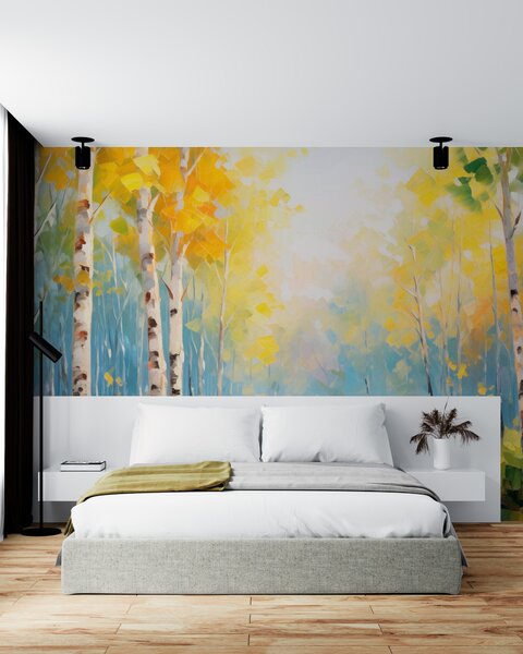 Tapet Copaci, mesteacăn, Fototapet pădure, Fototapet Birches, w05620 : Uwalls.ro