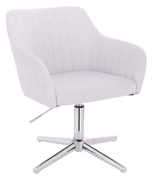 HC190CROSS Scaun Alb din Piele Ecologica cu Bază Cromata