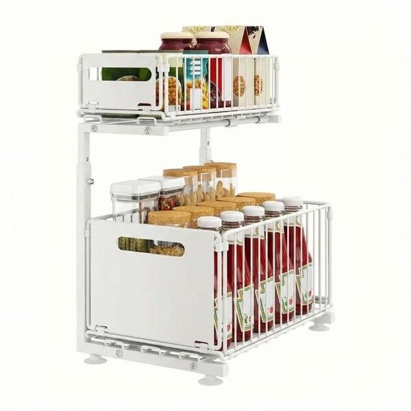 Sinkslide™ Organizator Cu Sertar Glisant Pe 2 Niveluri, Alb