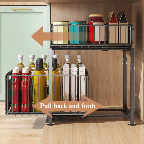 Sinkslide™ Organizator Cu Sertar Glisant Pe 2 Niveluri, Negru