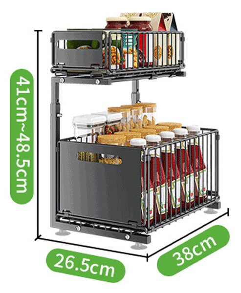 Sinkslide™ Organizator Cu Sertar Glisant Pe 2 Niveluri, Negru