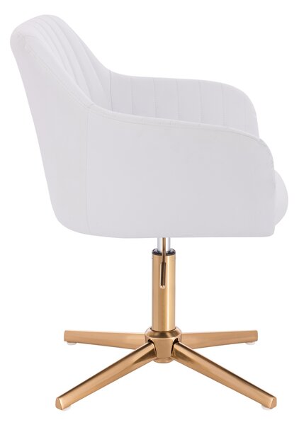 HC190CROSS Scaun Alb din Piele Ecologica cu Bază Aurie