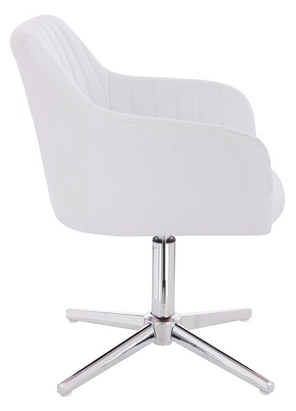 HC190CROSS Scaun Alb din Piele Ecologica cu Bază Cromata
