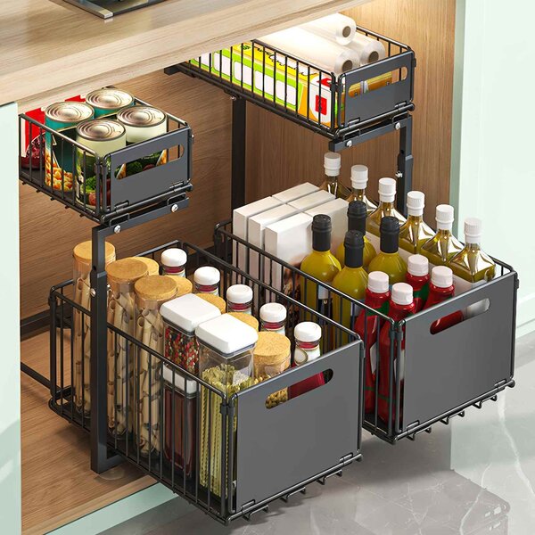 Sinkslide™ Organizator Cu Sertar Glisant Pe 2 Niveluri, Negru