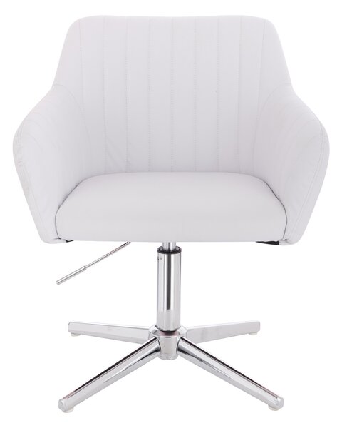 HC190CROSS Scaun Alb din Piele Ecologica cu Bază Cromata