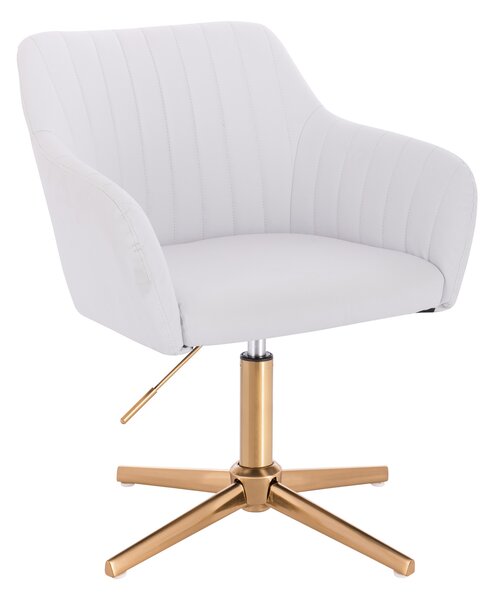 HC190CROSS Scaun Alb din Piele Ecologica cu Bază Aurie