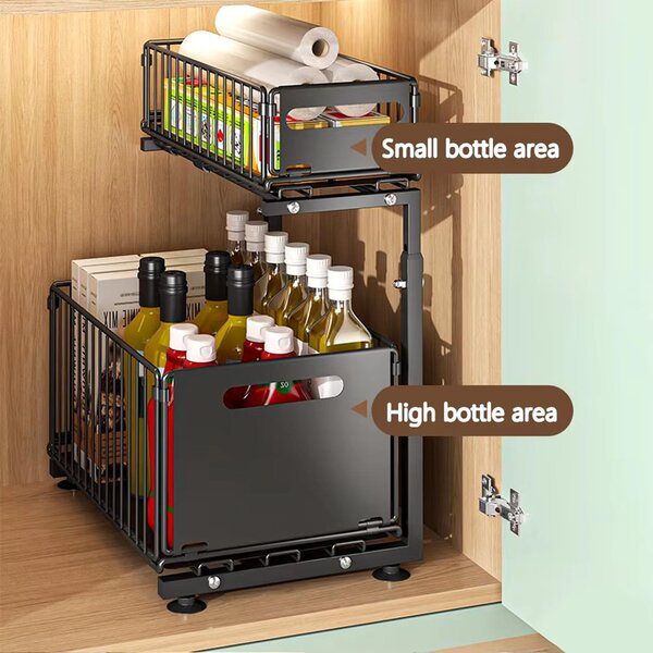Sinkslide™ Organizator Cu Sertar Glisant Pe 2 Niveluri, Negru