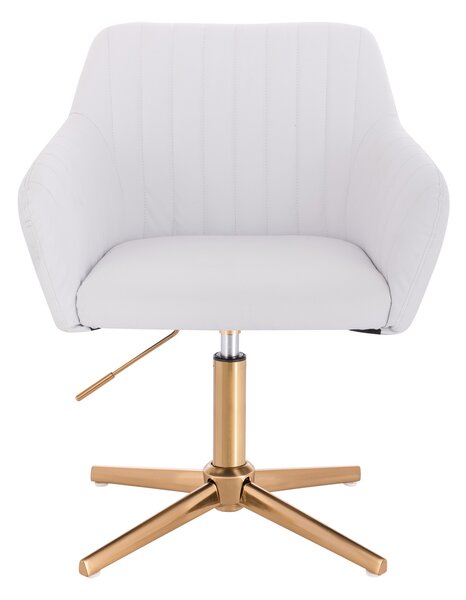 HC190CROSS Scaun Alb din Piele Ecologica cu Bază Aurie