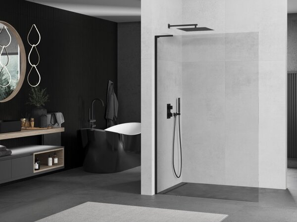 Mexen Kioto L, paravan de dus walk-in 50 x 200 cm, sticla transparenta 8 mm, profil negru, 800-050-103-70-00
