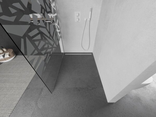 Mexen Kioto L, paravan de dus walk-in 110 x 200 cm, 8 mm sticla transparenta model alb, profil alb, 800-110-103-20-85