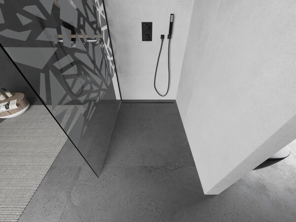 Mexen Kioto L, paravan de dus walk-in 110 x 200 cm, 8 mm sticla transparenta model alb, profil negru, 800-110-103-70-85
