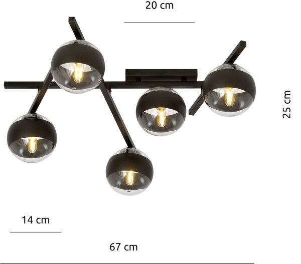 Emibig Smart Stripe lampă de tavan 5x10 W negru-transparent 1105/5